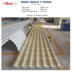 Ngói Nhựa 7 Sóng  - Màu Vàng Kem