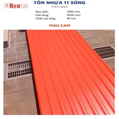 Tôn Nhựa 11 Sóng - Màu Cam