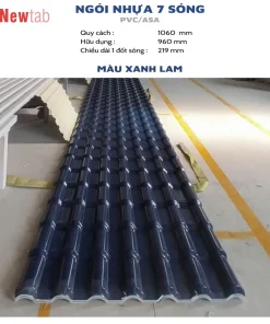 Ngói Nhựa 7 Sóng  - Màu Xanh Lam