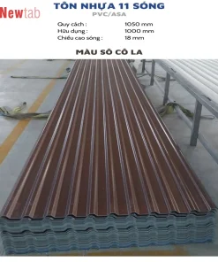 Tôn Nhựa 11 Sóng - Màu Socola