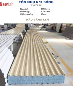 Tôn Nhựa 11 Sóng - Màu Vàng Kem