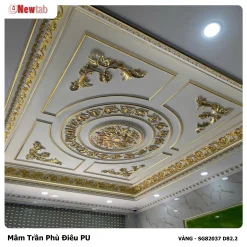 Mâm Trần Hoa Văn Phù Điêu Nhựa Pu Mã VÀNG - SG82037 D82.2