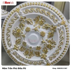 Mâm Trần Hoa Văn Phù Điêu Nhựa Pu Mã Vàng- SG82015 D67