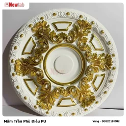 Mâm Trần Hoa Văn Phù Điêu Nhựa Pu Mã Vàng - SG82018 D82