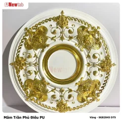 Mâm Trần Hoa Văn Phù Điêu Nhựa Pu Mã Vàng - SG82045 D75