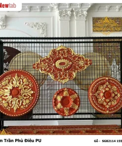 Mâm Trần Hoa Văn Phù Điêu Nhựa Pu Mã Gỗ -  SG82114 155x75