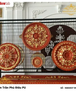 Mâm Trần Hoa Văn Phù Điêu Nhựa Pu Mã Gỗ - SG82037 D82