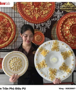 Mâm Trần Hoa Văn Phù Điêu Nhựa Pu Mã Vàng - SG820007 D29