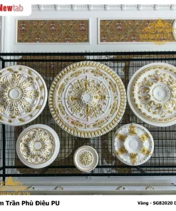 Mâm Trần Hoa Văn Phù Điêu Nhựa Pu Mã Vàng - SG82020 D95